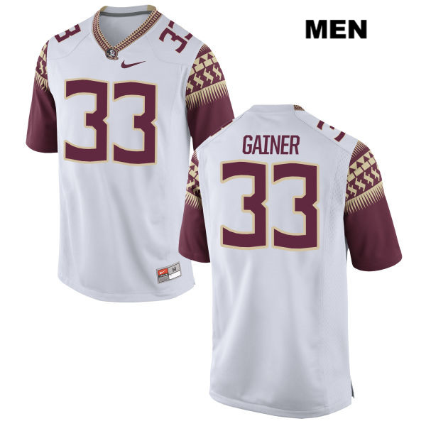 Men's NCAA Nike Florida State Seminoles #33 Amari Gainer College White Stitched Authentic Football Jersey ZVS7169MS